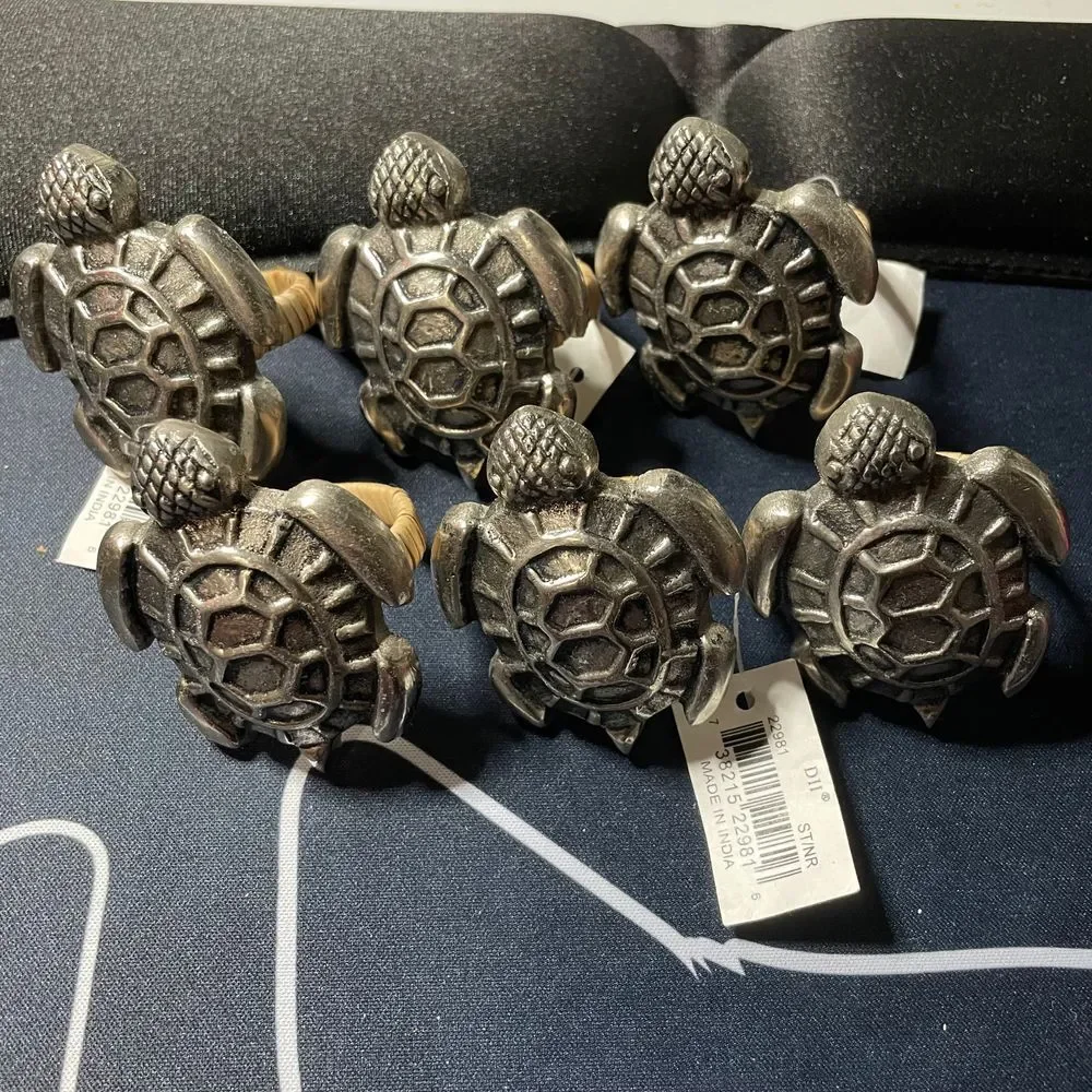 Design Imports Metal Sea Turtle Napkin Rings Set of 6 Coastal Beach Table Decor